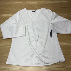 Alfani Long Sleeve Wrap-Front Metallic Top